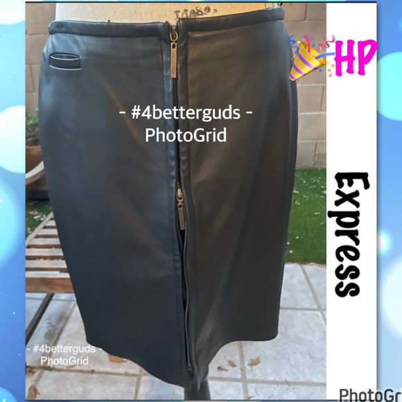 Express Dresses & Skirts - Express Genuine 100% Leather A-Line 2 Way Zipper Classic Sexy Neutral Skirt 9 10